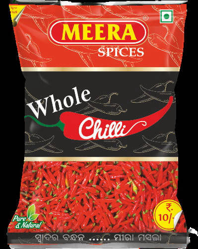 Whole Red Dried Chilli Meera Spices Cuttack Odisha India Packet